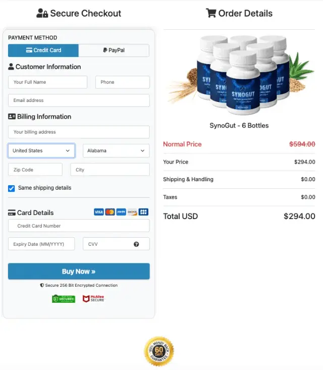 SynoGut Official Website Secure Order Page